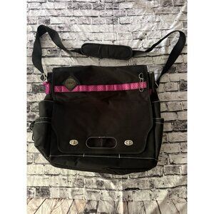 The Original Tote-ally Cool Laptop Crossbody Bag Black/Pink Canvas School